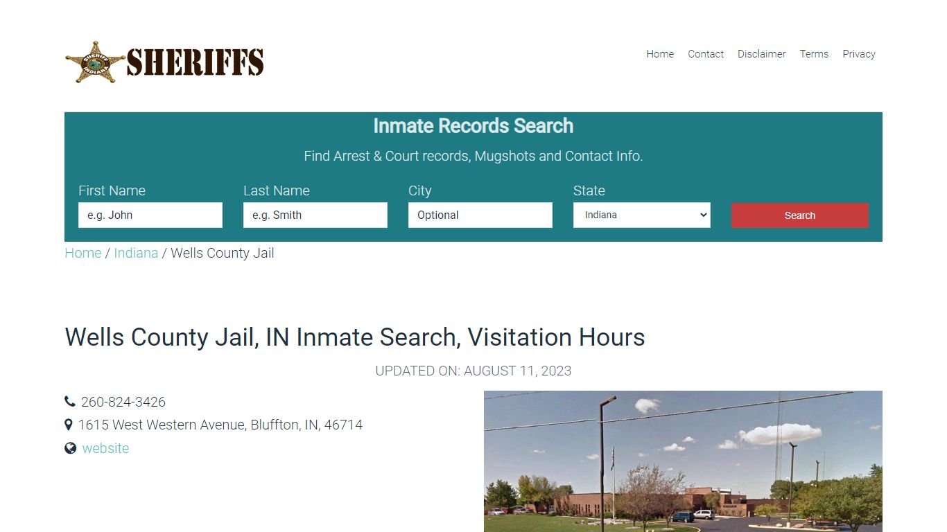 Wells County Jail, IN Inmate Search, Visitation Hours